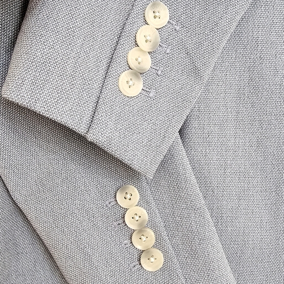 Nwt EXPRESS Powder Blue/Gray Textured Knit Collared Longsleeve Lined Blazer - Picture 9 of 15